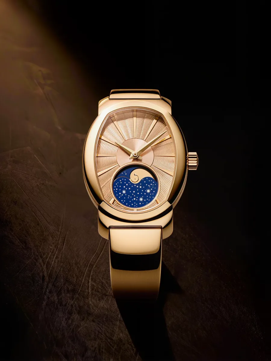 Segnatempo Sélène in oro giallo con fasi di luna